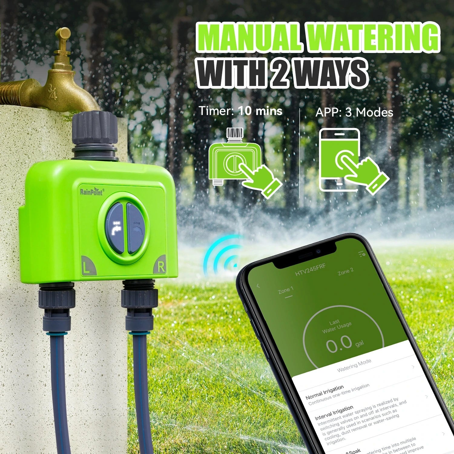 Rainpoi 2-zone wifi beregeningscomputer — productbeeld